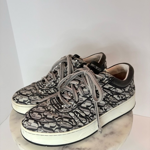 Jimmy Choo Monochrome Patterned Sneakers - Picture 1 of 15